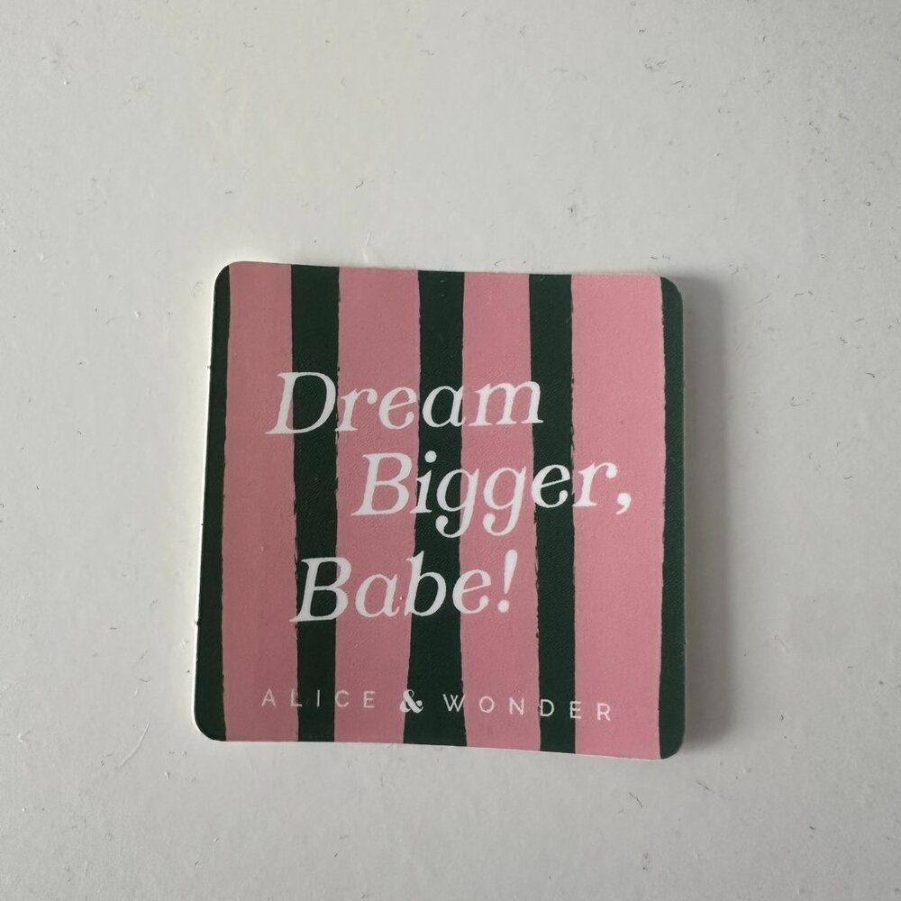 NEW Dream Bigger, Babe! Fun Quote Sticker - Green / Pink - Alice & Wonder